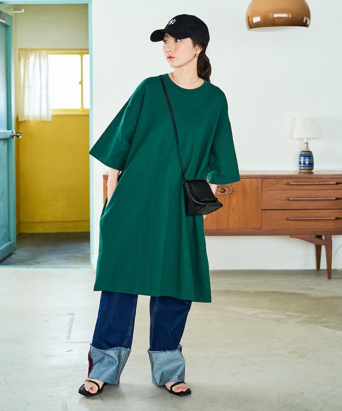 大尺寸T恤短袖迷你連衣裙