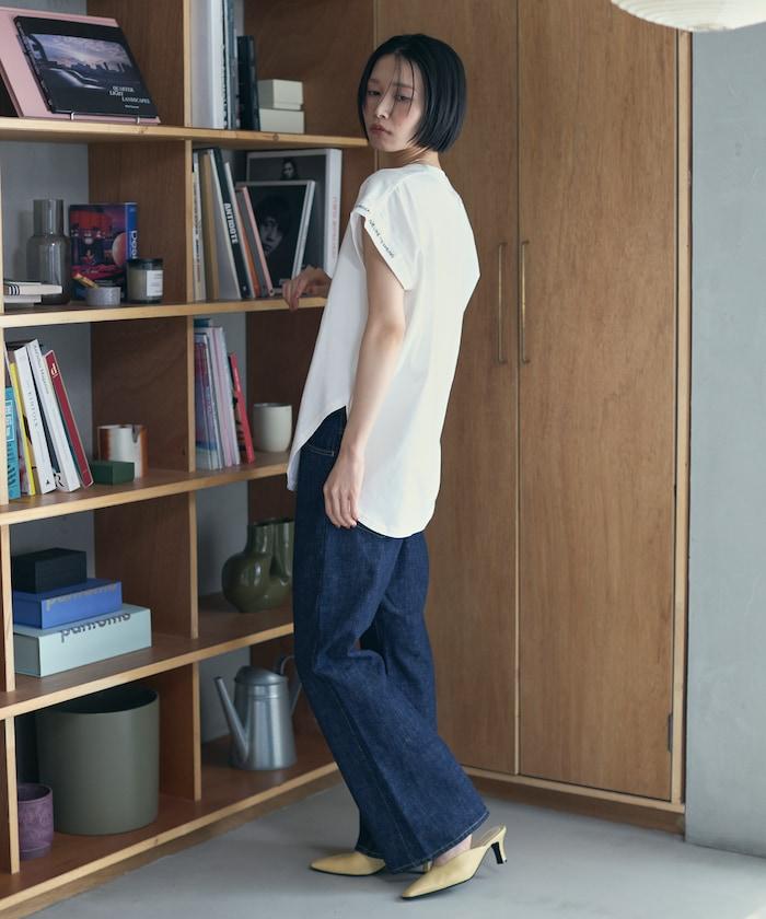 有機棉 卷邊愛心刺繡T恤