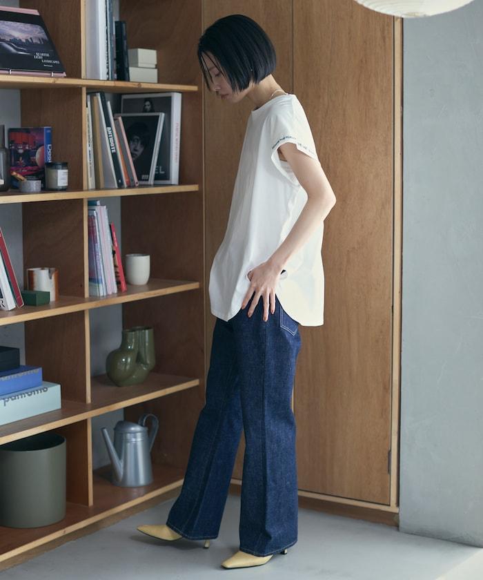 有機棉 卷邊愛心刺繡T恤
