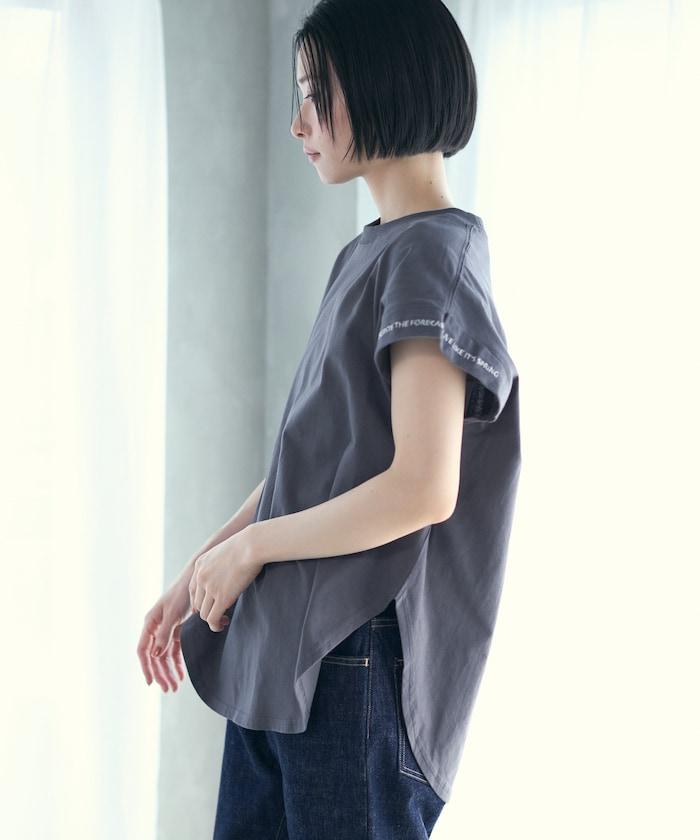 有機棉 卷邊愛心刺繡T恤