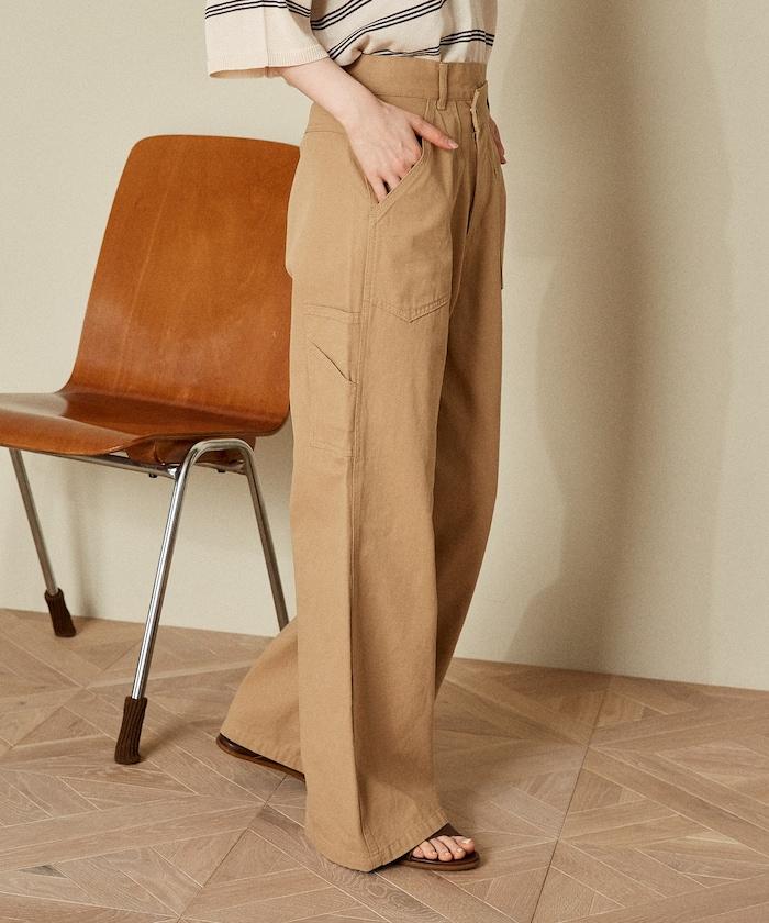 交叉裝飾繪畫寬鬆褲