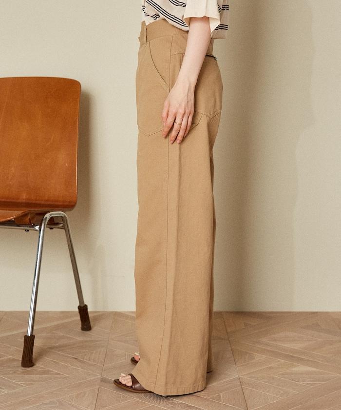 交叉裝飾繪畫寬鬆褲