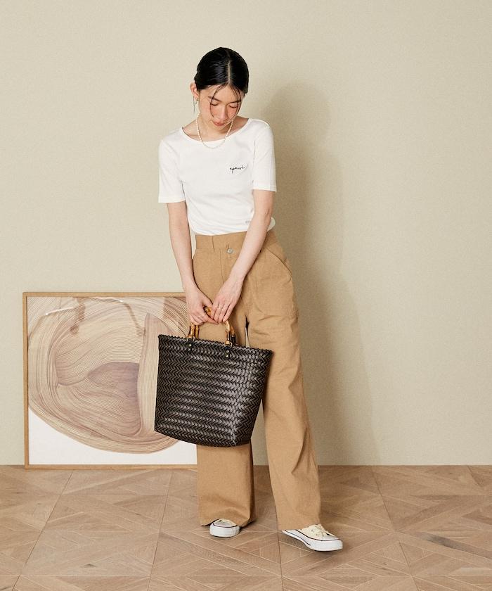 交叉裝飾繪畫寬鬆褲