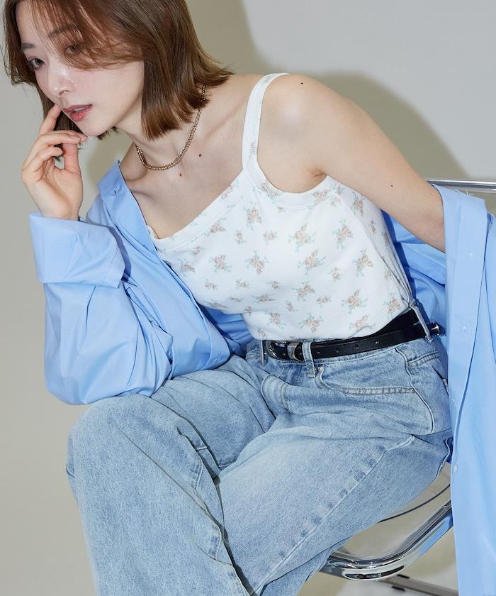 帶杯 小花紋 保暖 吊帶背心