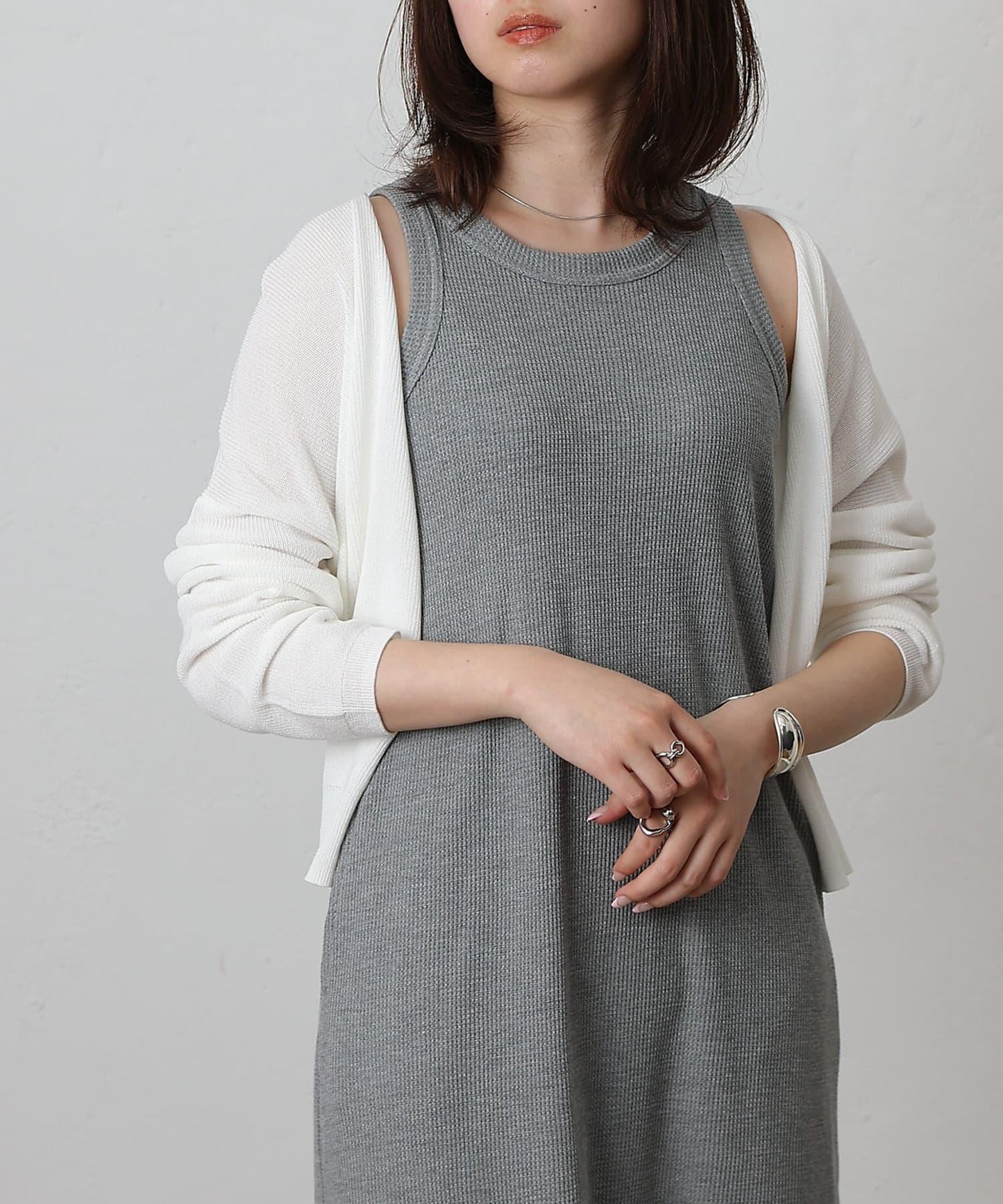 亞麻風交叉領針織衫