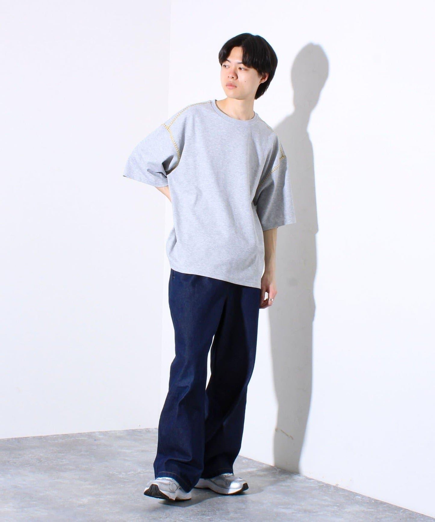 【GLOSTER/格洛斯特】梯子配色拼接 圓領短袖T恤