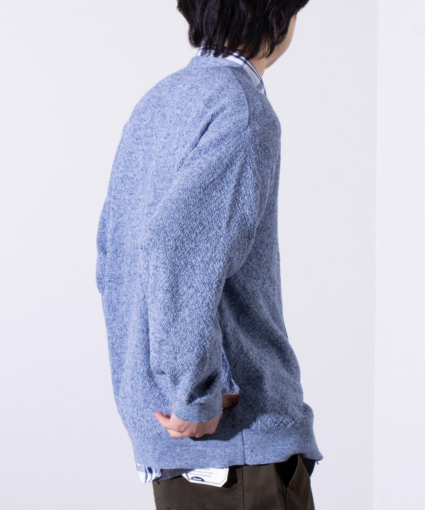【GLOSTER】法國鬥牛犬刺繡 亞麻混紡 開衫 V領