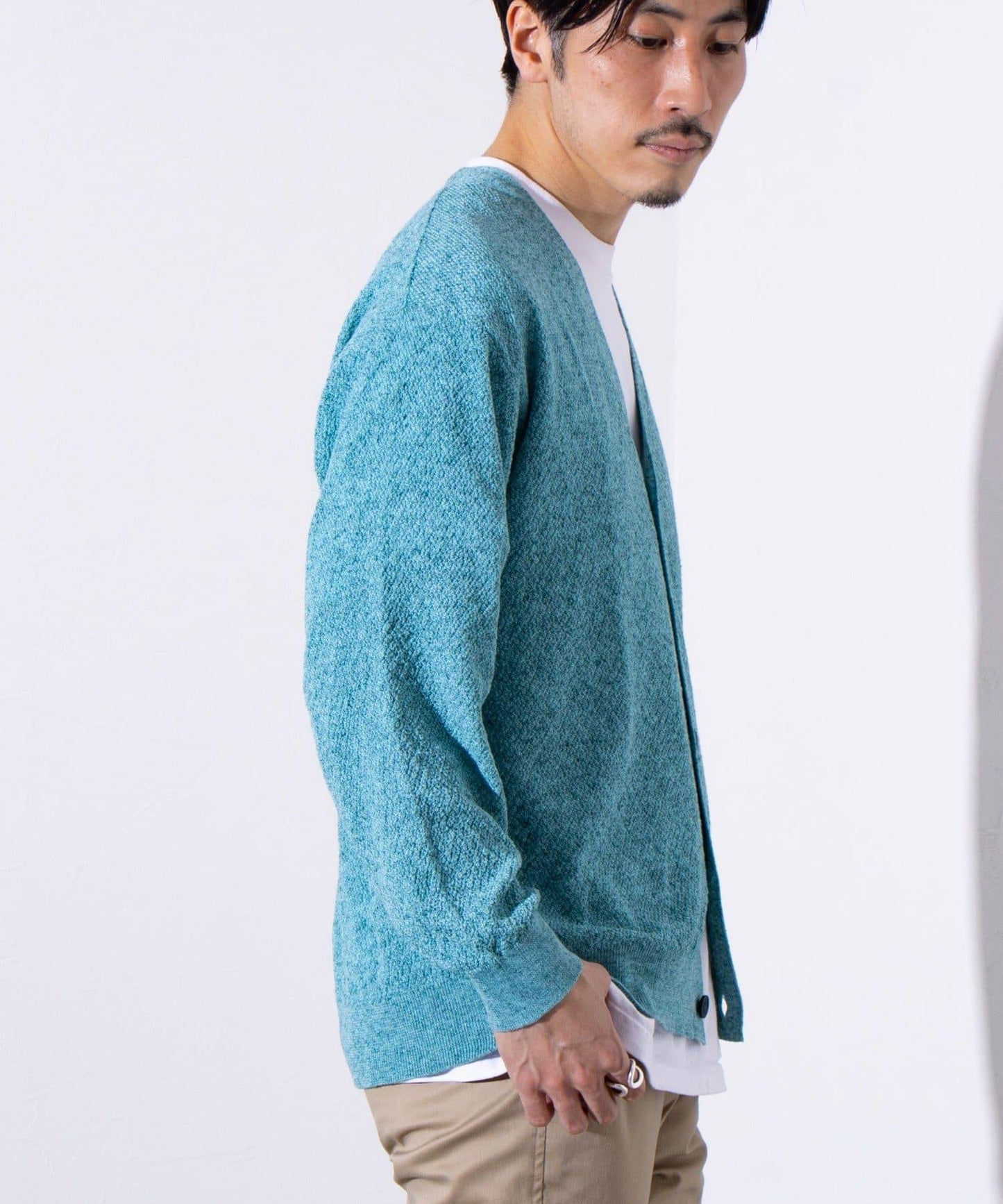 【GLOSTER】法國鬥牛犬刺繡 亞麻混紡 開衫 V領