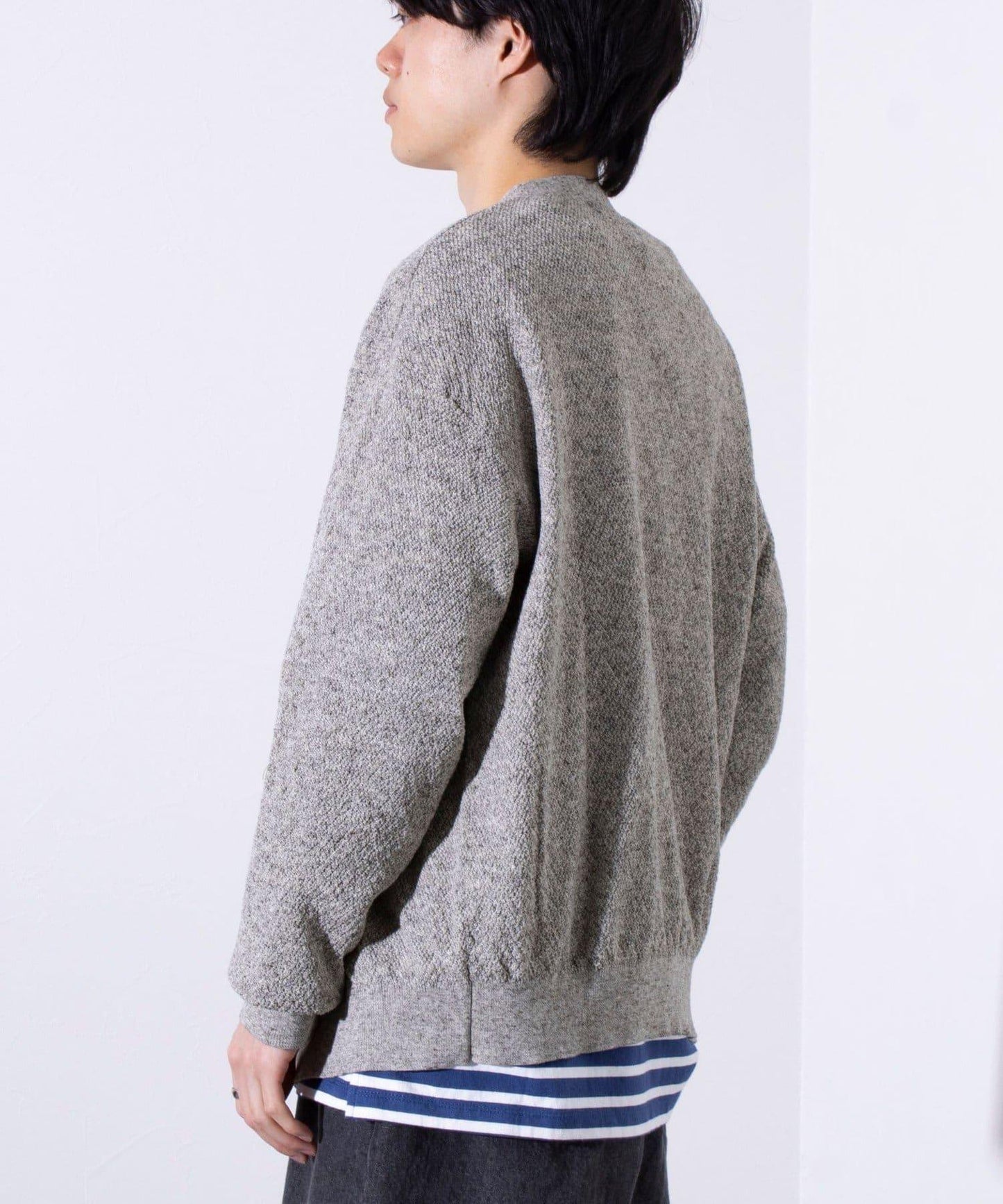 【GLOSTER】法國鬥牛犬刺繡 亞麻混紡 開衫 V領