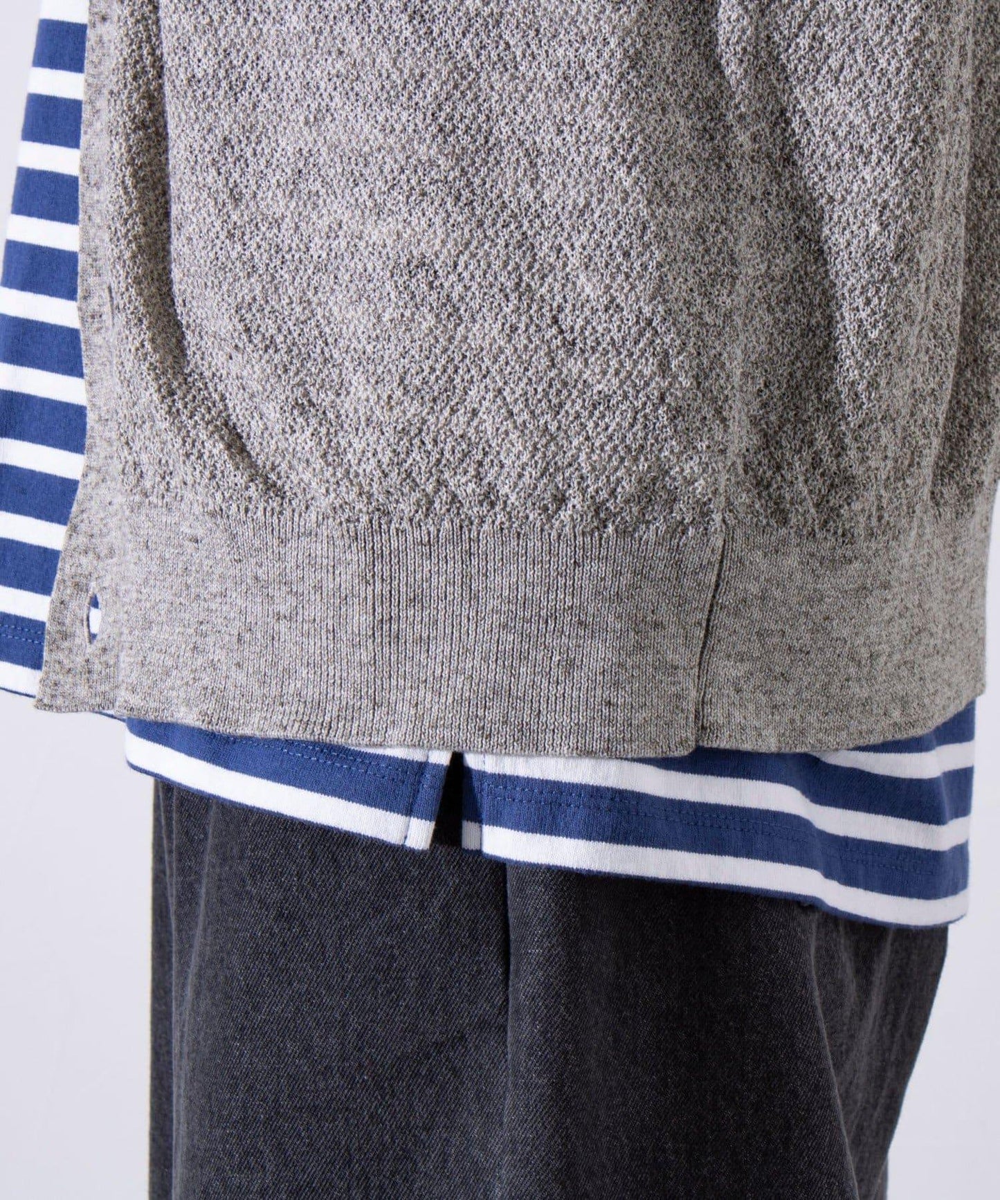 【GLOSTER】法國鬥牛犬刺繡 亞麻混紡 開衫 V領