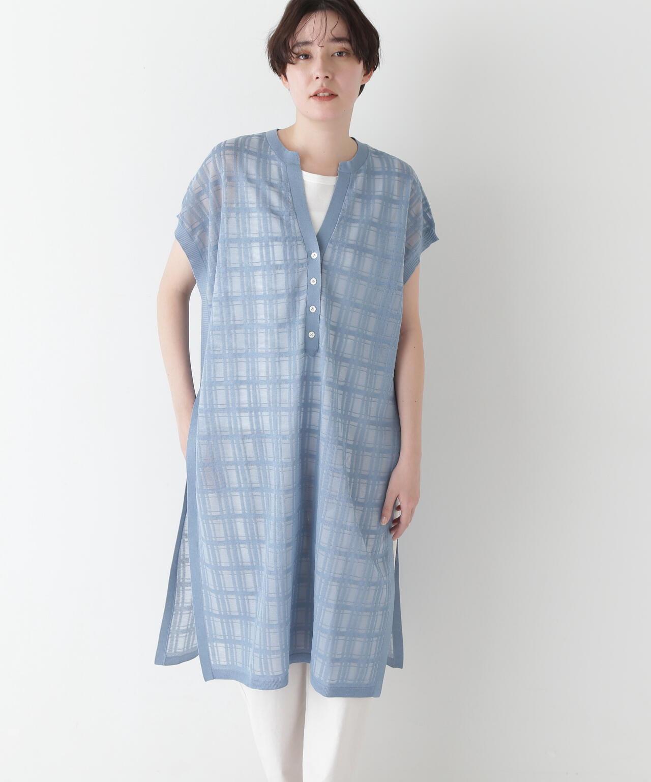 【·部分門店限定】透明格紋針織連衣裙