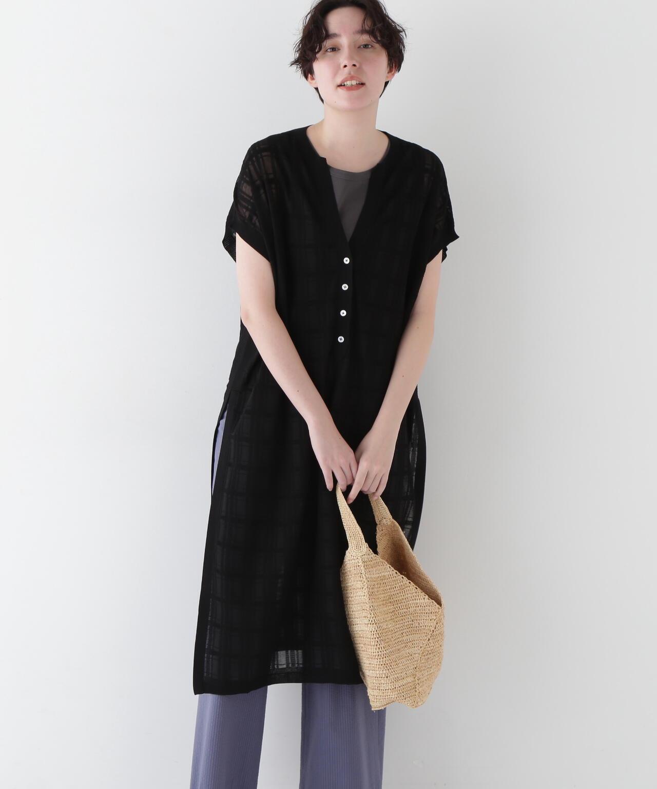 【·部分門店限定】透明格紋針織連衣裙