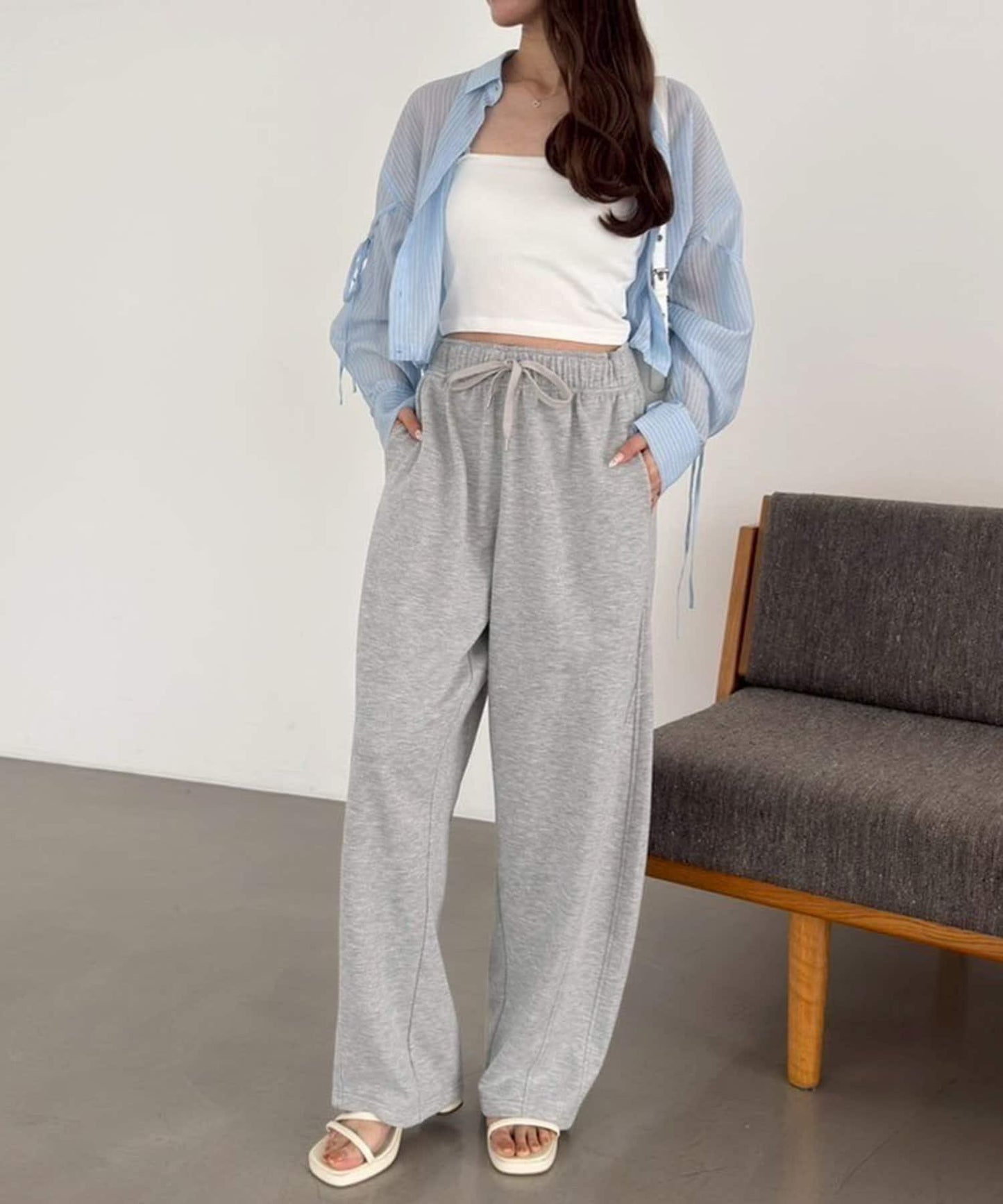 袖帶蝴蝶結透視襯衫