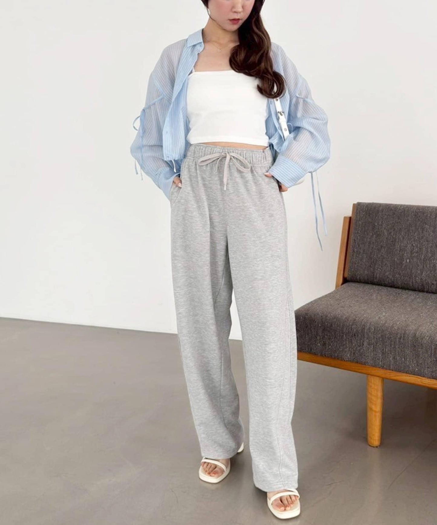 袖帶蝴蝶結透視襯衫