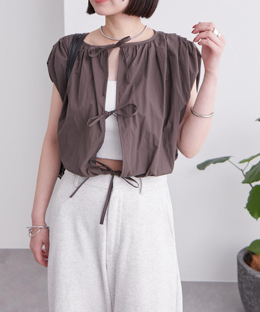 氣球袖無袖上衣