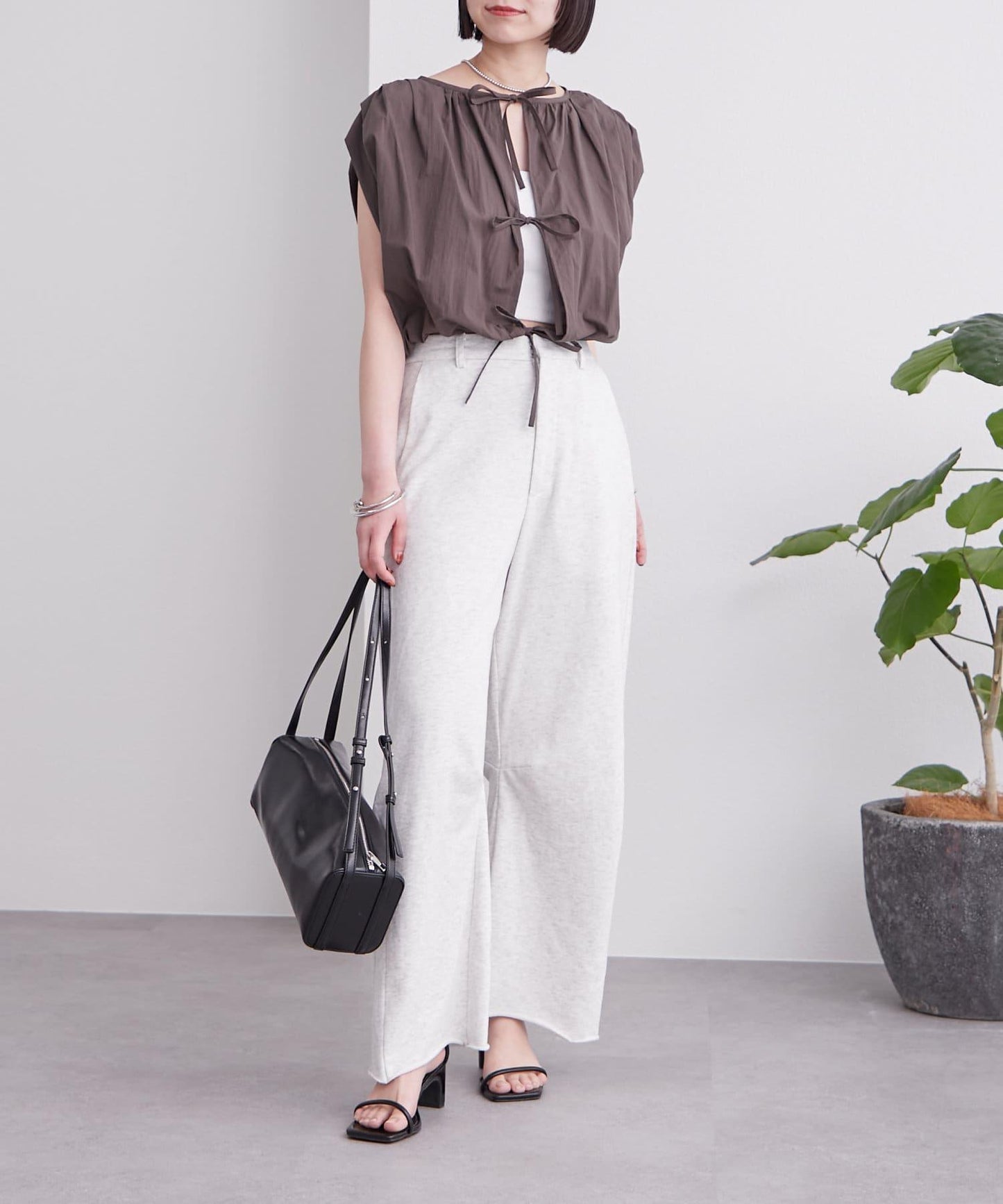 氣球袖無袖上衣