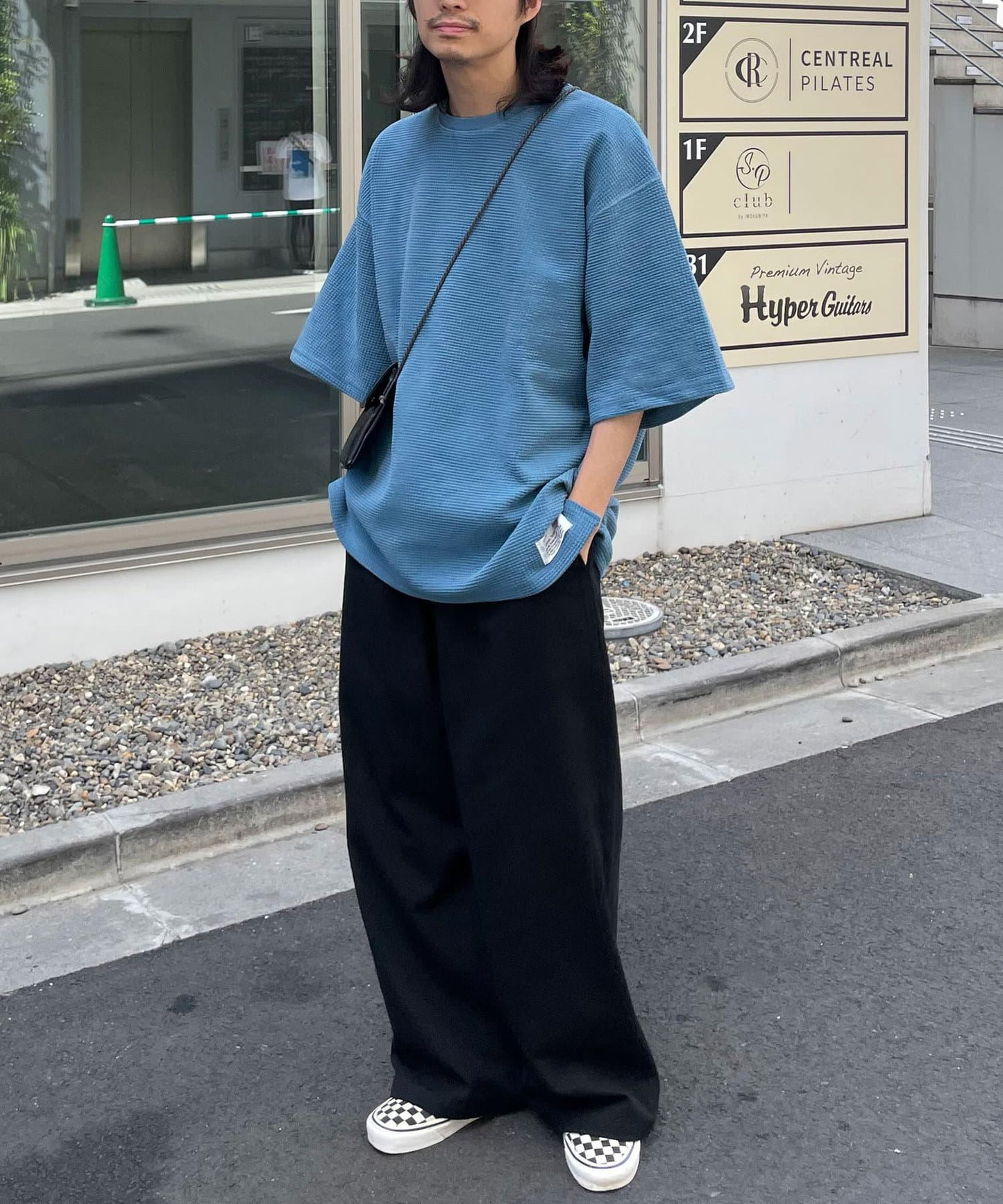復古風格華夫格紋大尺寸T恤