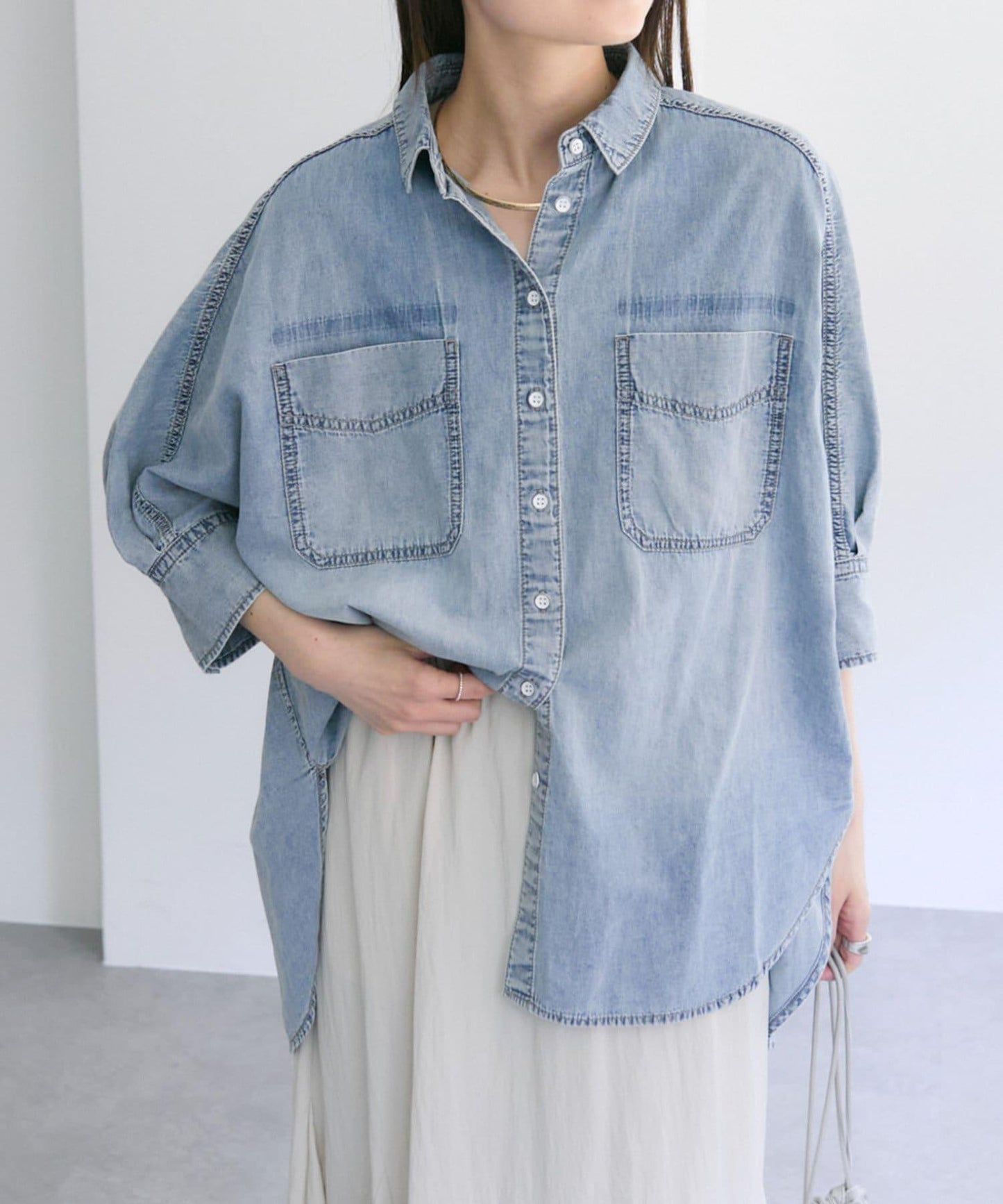 【25週年紀念款】棉麻牛仔半袖襯衫