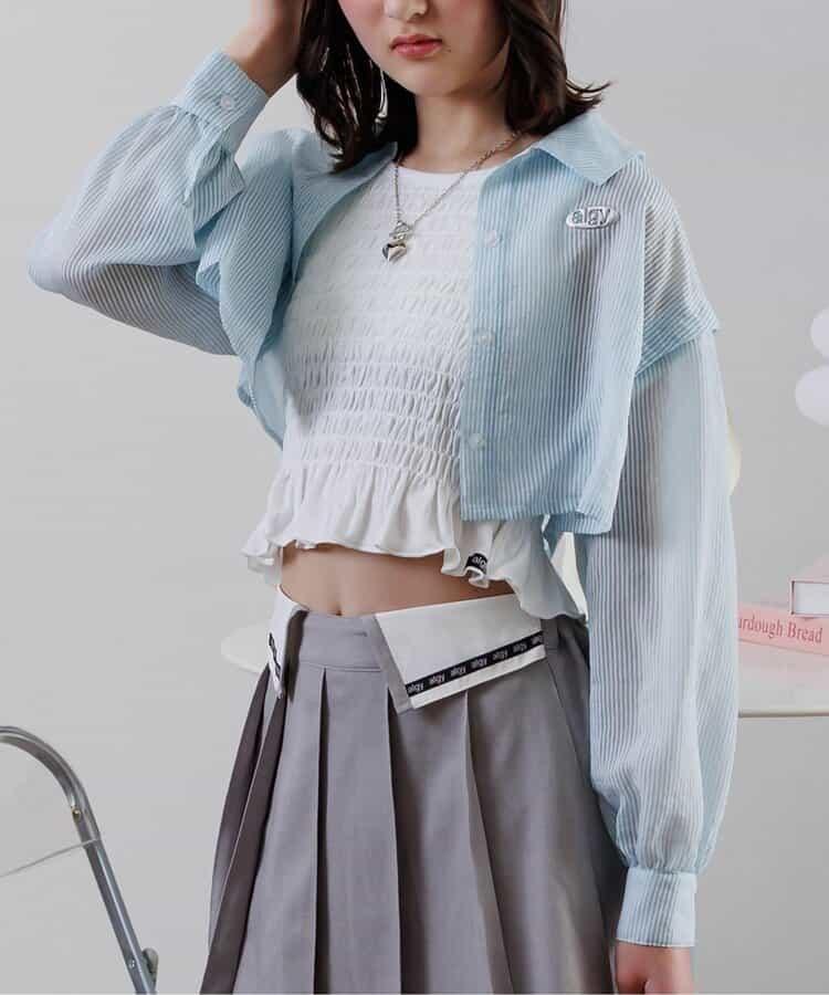 短款透視襯衫