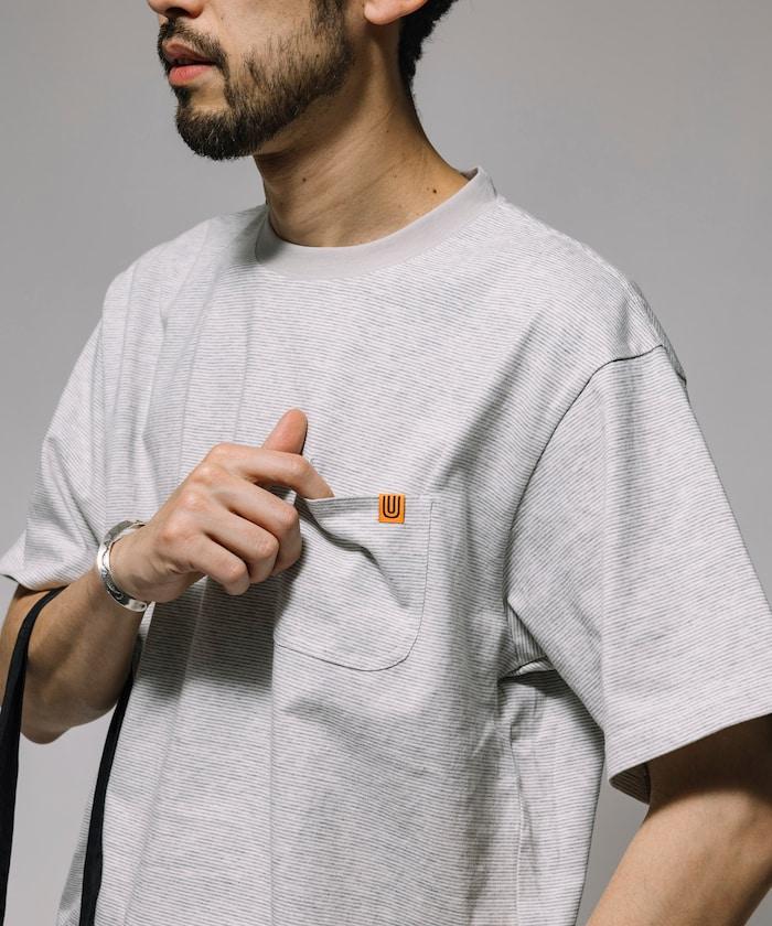 聯名 針條紋 工裝口袋 短袖T恤