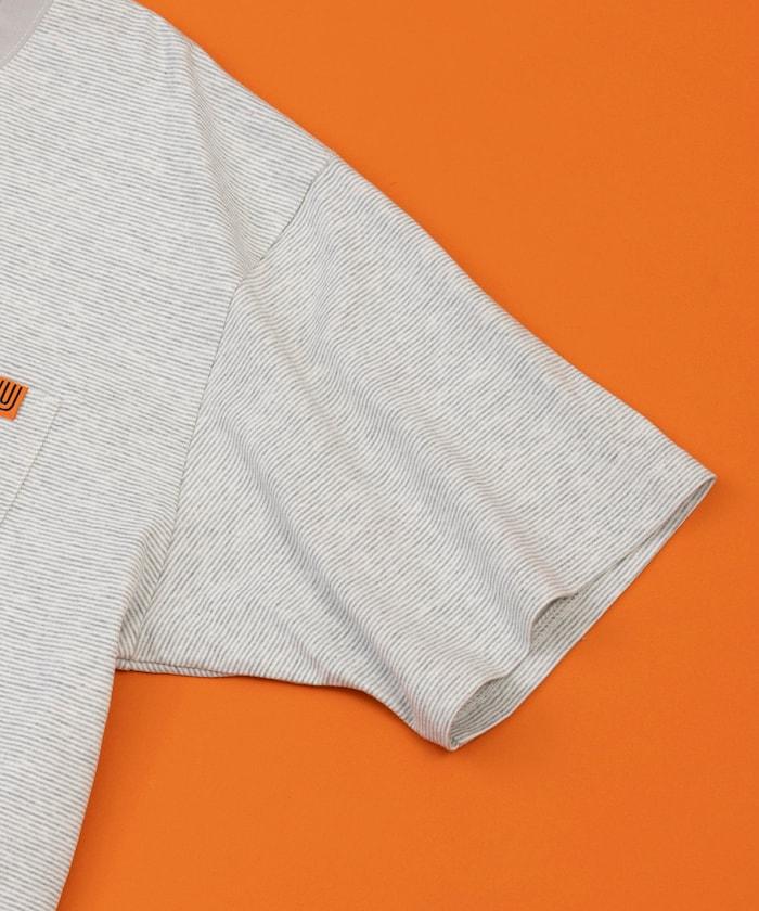 聯名 針條紋 工裝口袋 短袖T恤