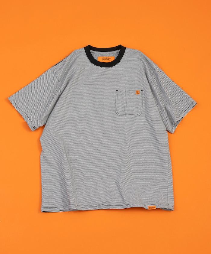 聯名 針條紋 工裝口袋 短袖T恤