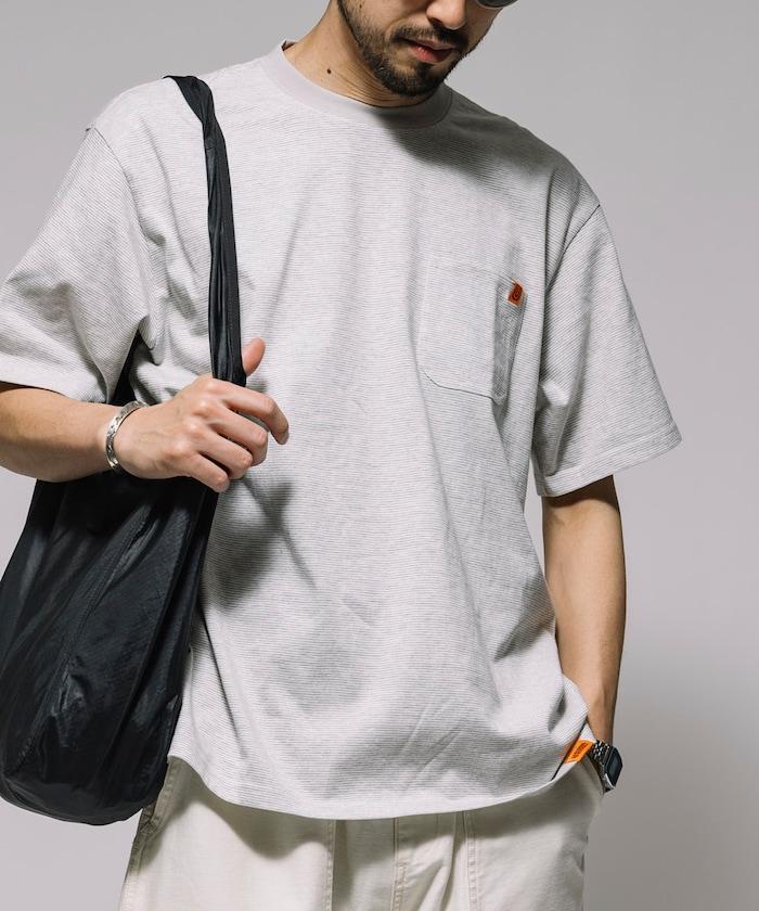 聯名 針條紋 工裝口袋 短袖T恤