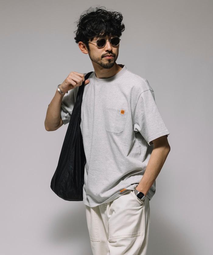 聯名 針條紋 工裝口袋 短袖T恤