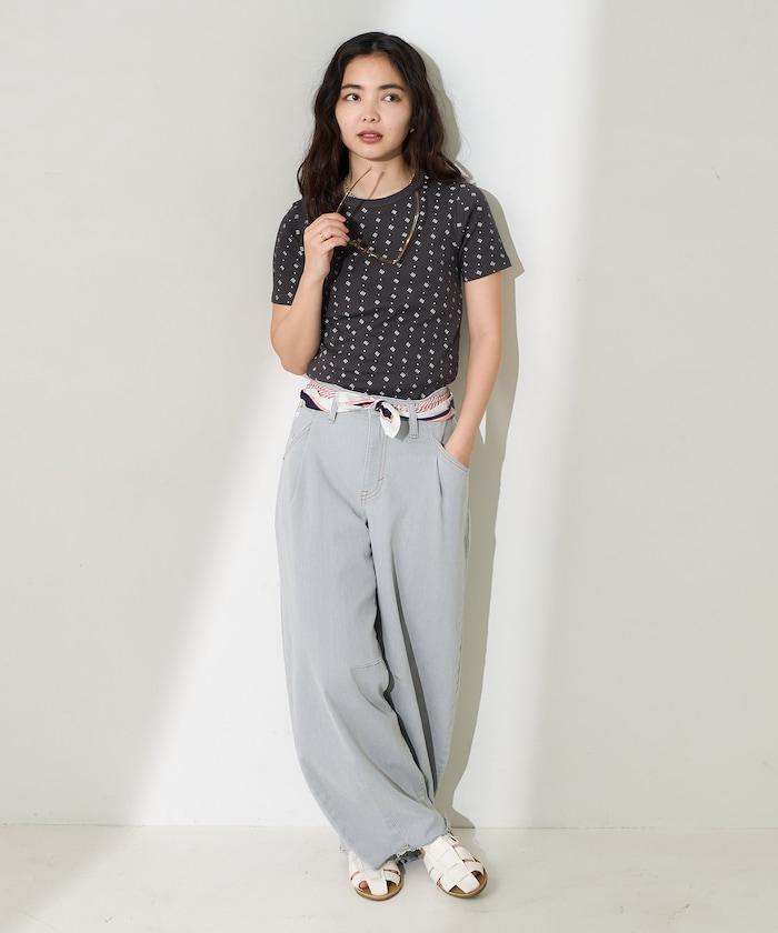 全印花針織緊身T恤