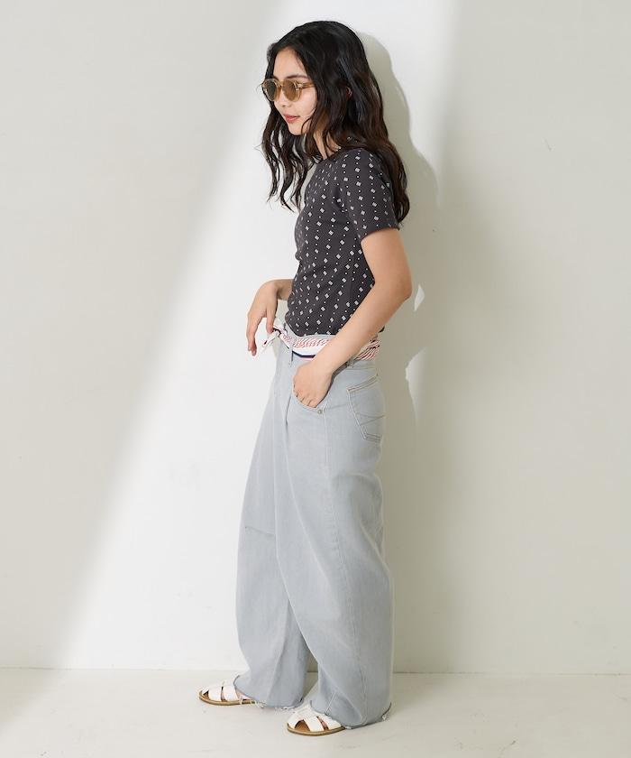 全印花針織緊身T恤