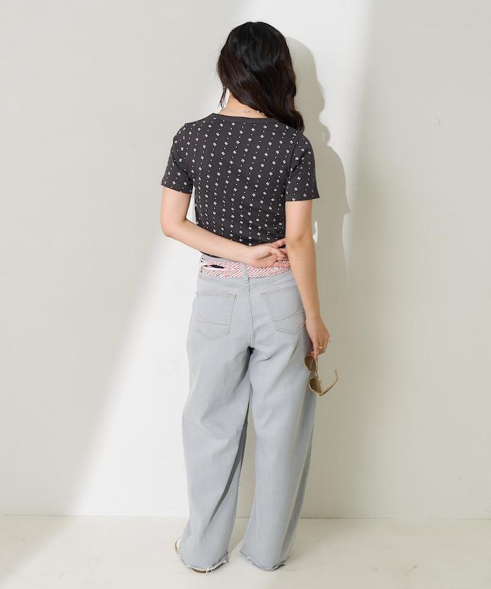 全印花針織緊身T恤