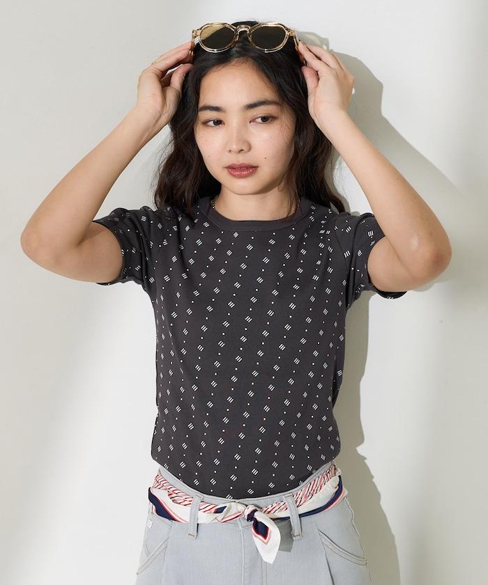 全印花針織緊身T恤