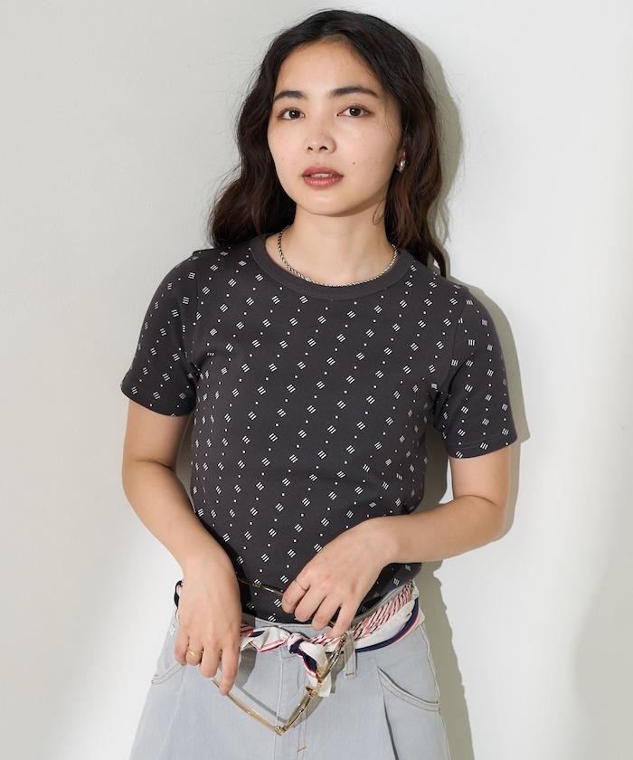 全印花針織緊身T恤