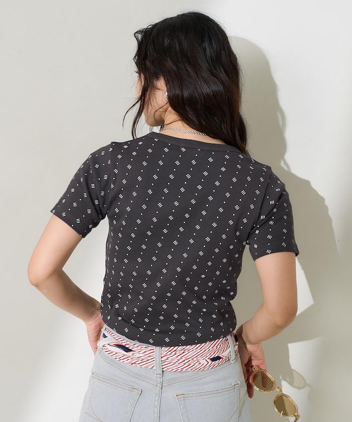 全印花針織緊身T恤