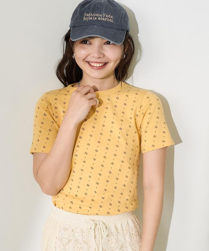 全印花針織緊身T恤