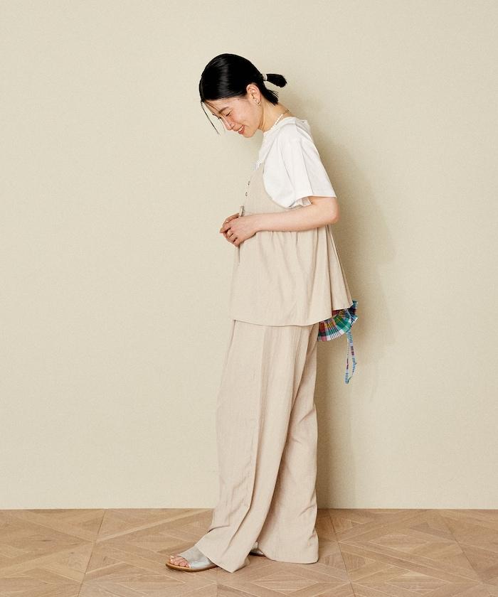 <接觸冷感> 帶蝴蝶結的吊帶背心套裝
