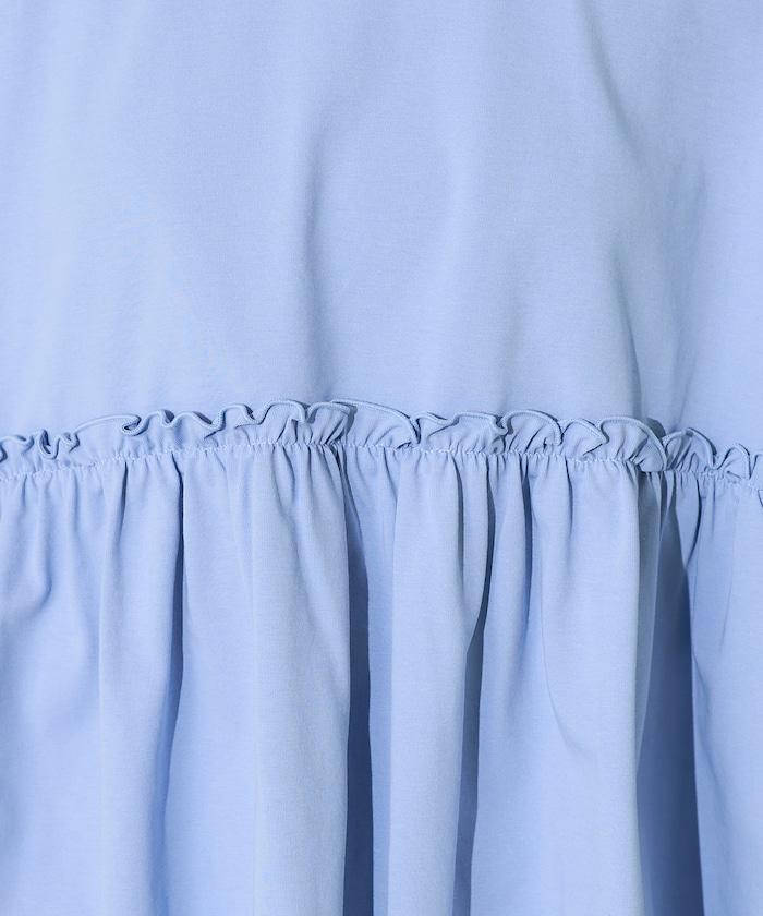 <防紫外線>多功能袖口荷葉邊短袖T恤/功能性材料拼接T恤