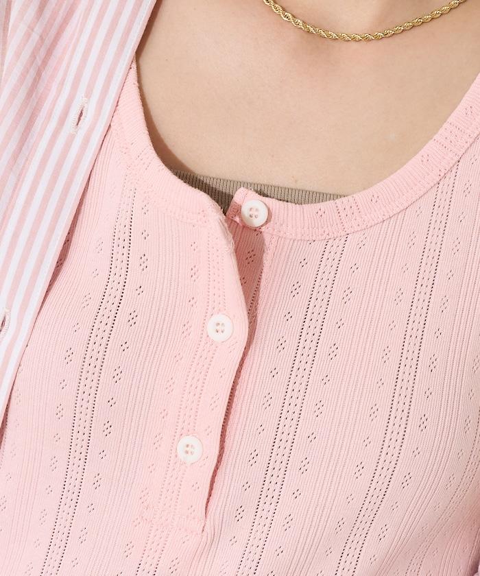 針孔針織亨利背心