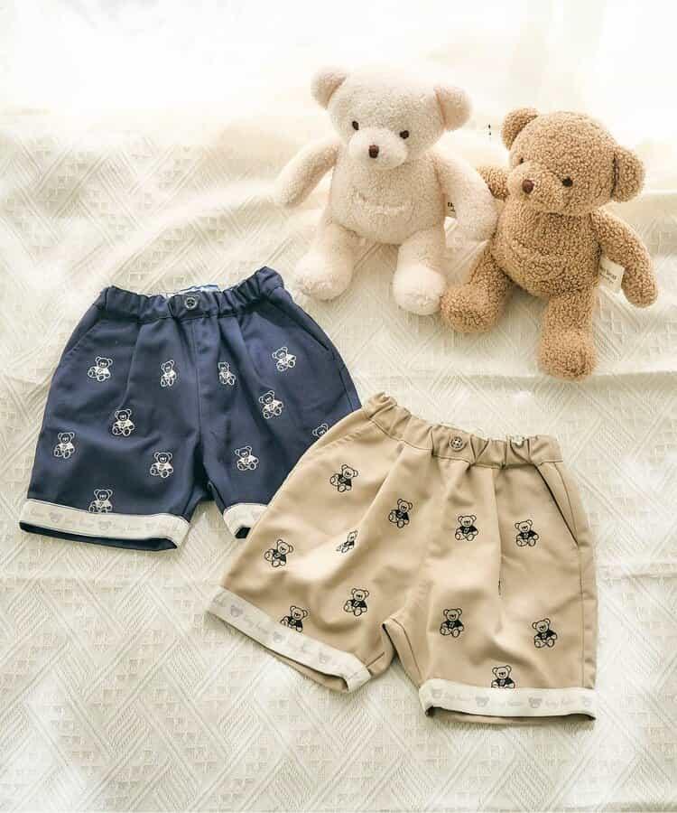 小熊刺繡褲子 5分褲