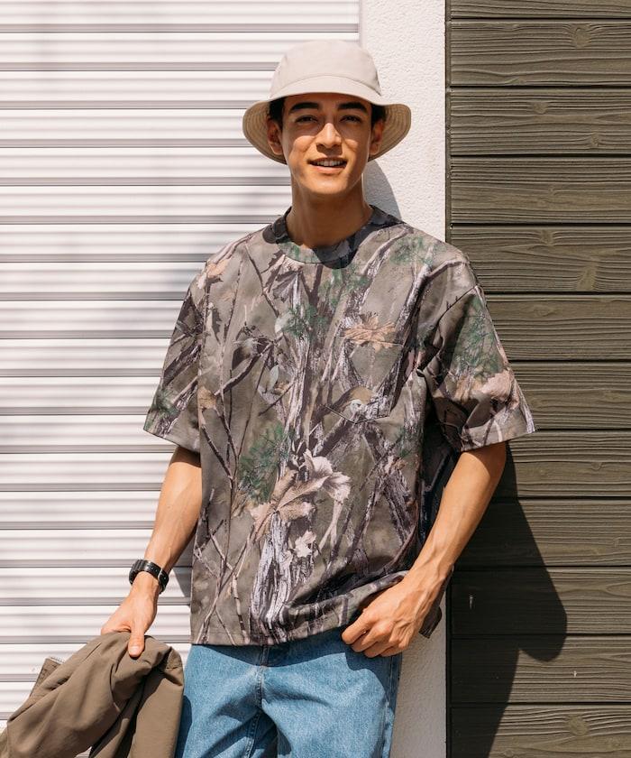 《AIR》DRY 高功能材料 7.7盎司 大尺寸 圓領口袋T恤 樹木迷彩/吸溼速幹/遮熱性UV