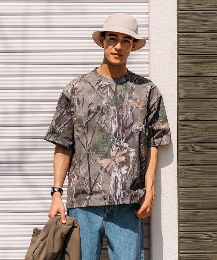 《AIR》DRY 高功能材料 7.7盎司 大尺寸 圓領口袋T恤 樹木迷彩/吸溼速幹/遮熱性UV