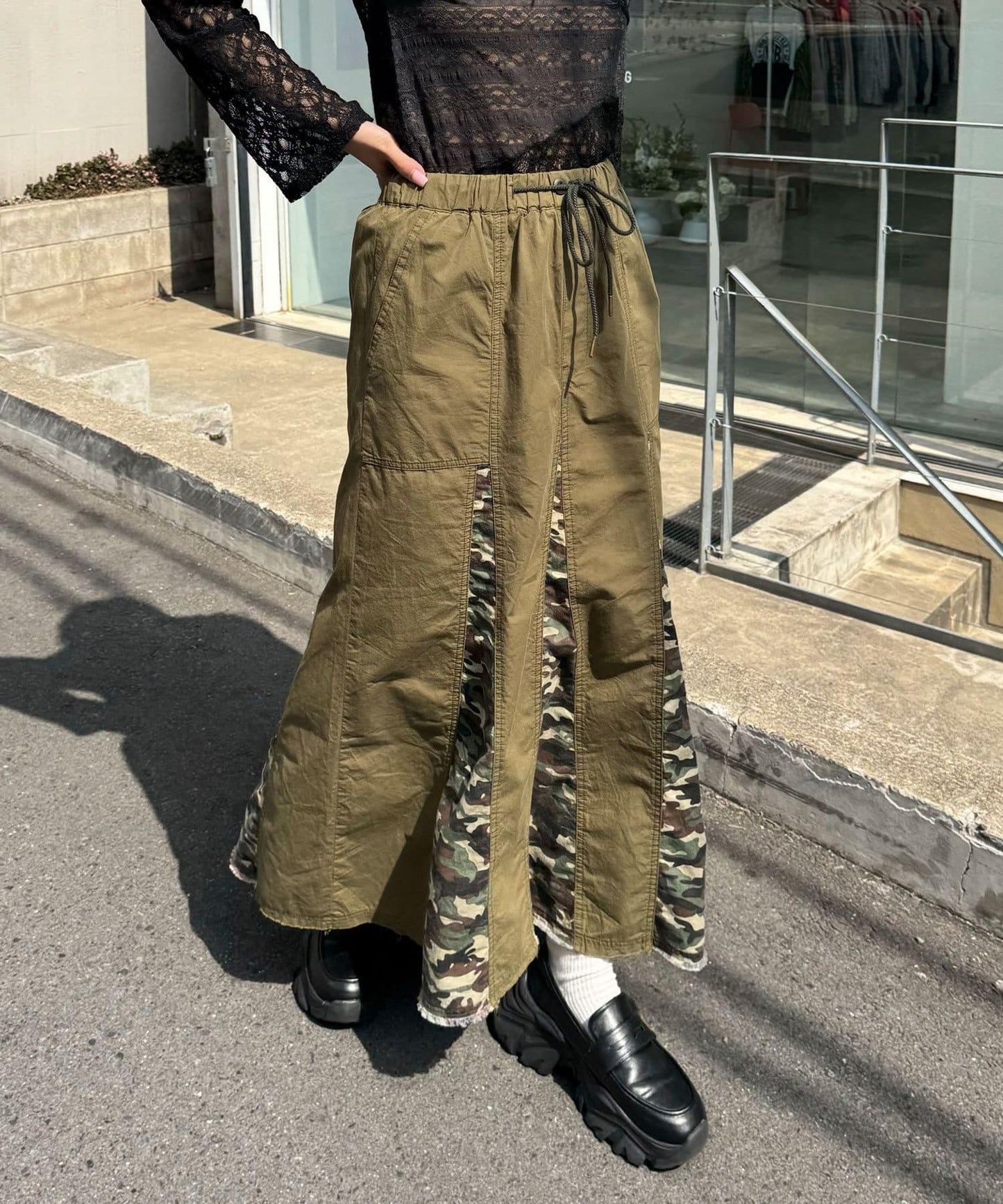 迷彩圖案拼接軍裝裙