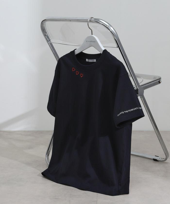 有機棉 心形 標誌刺繡T恤 / 圓領 單點標誌 刺繡短袖T恤