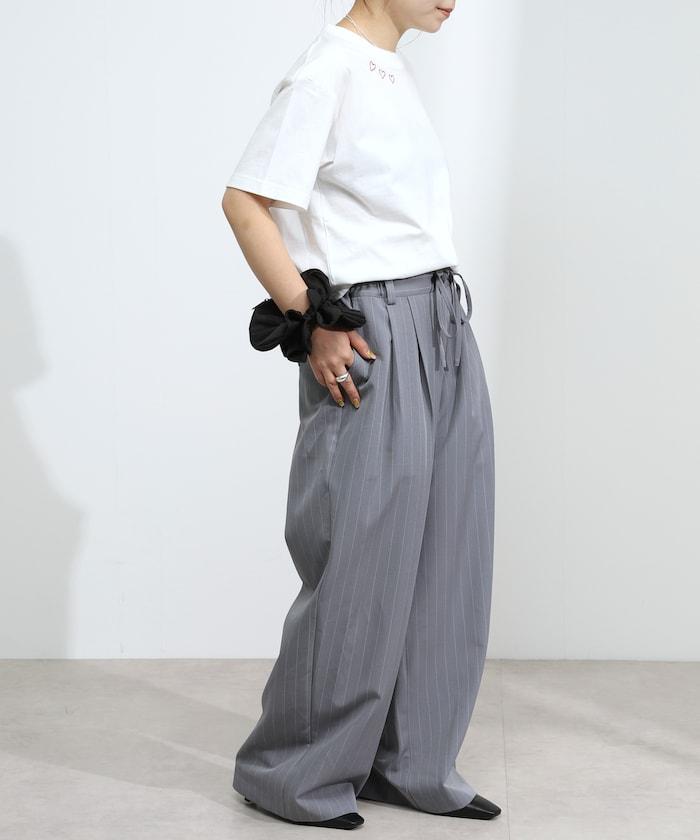 有機棉 心形 標誌刺繡T恤 / 圓領 單點標誌 刺繡短袖T恤