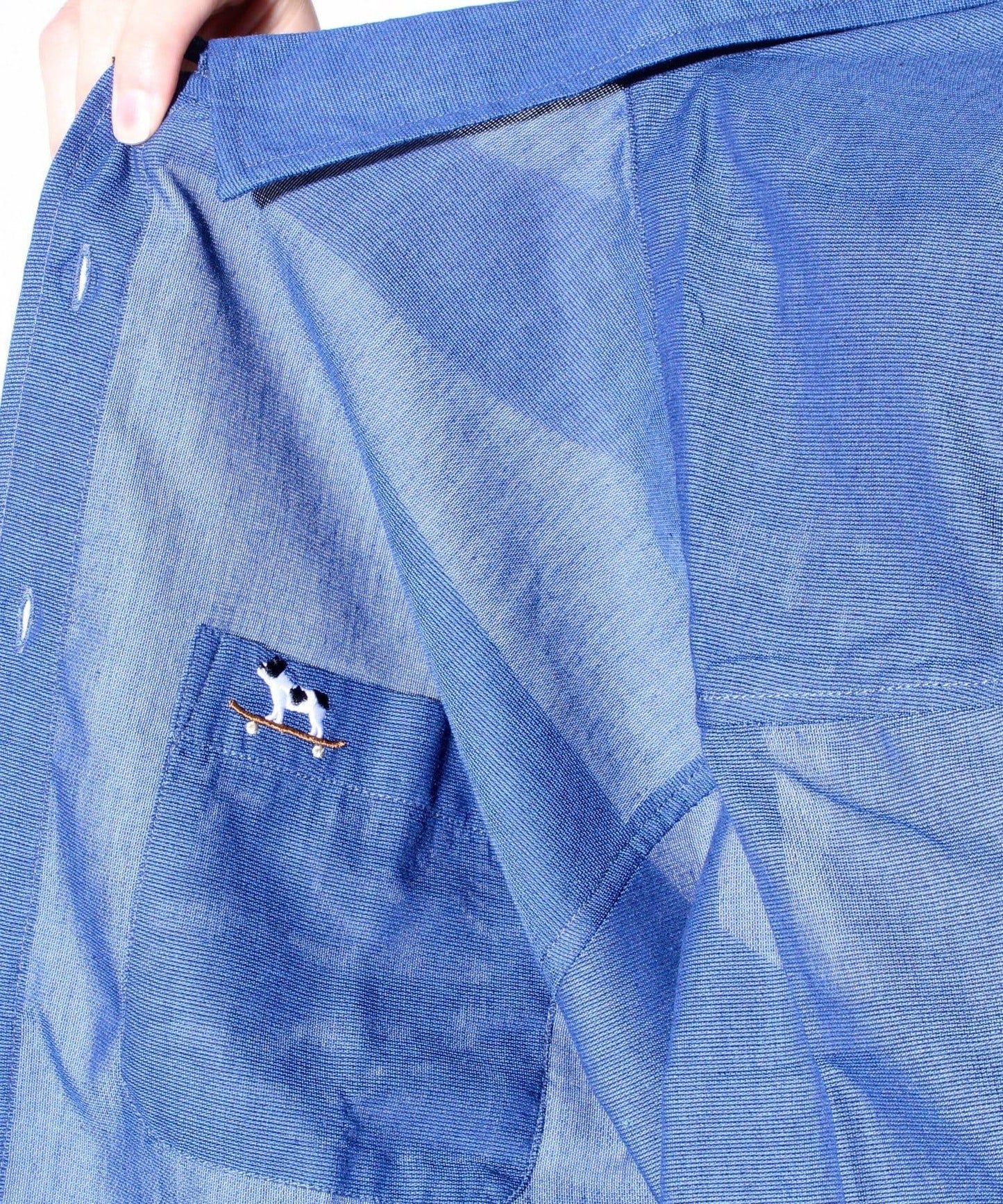 【GLOSTER】法國鬥牛犬刺繡 空中漂浮 短袖襯衫