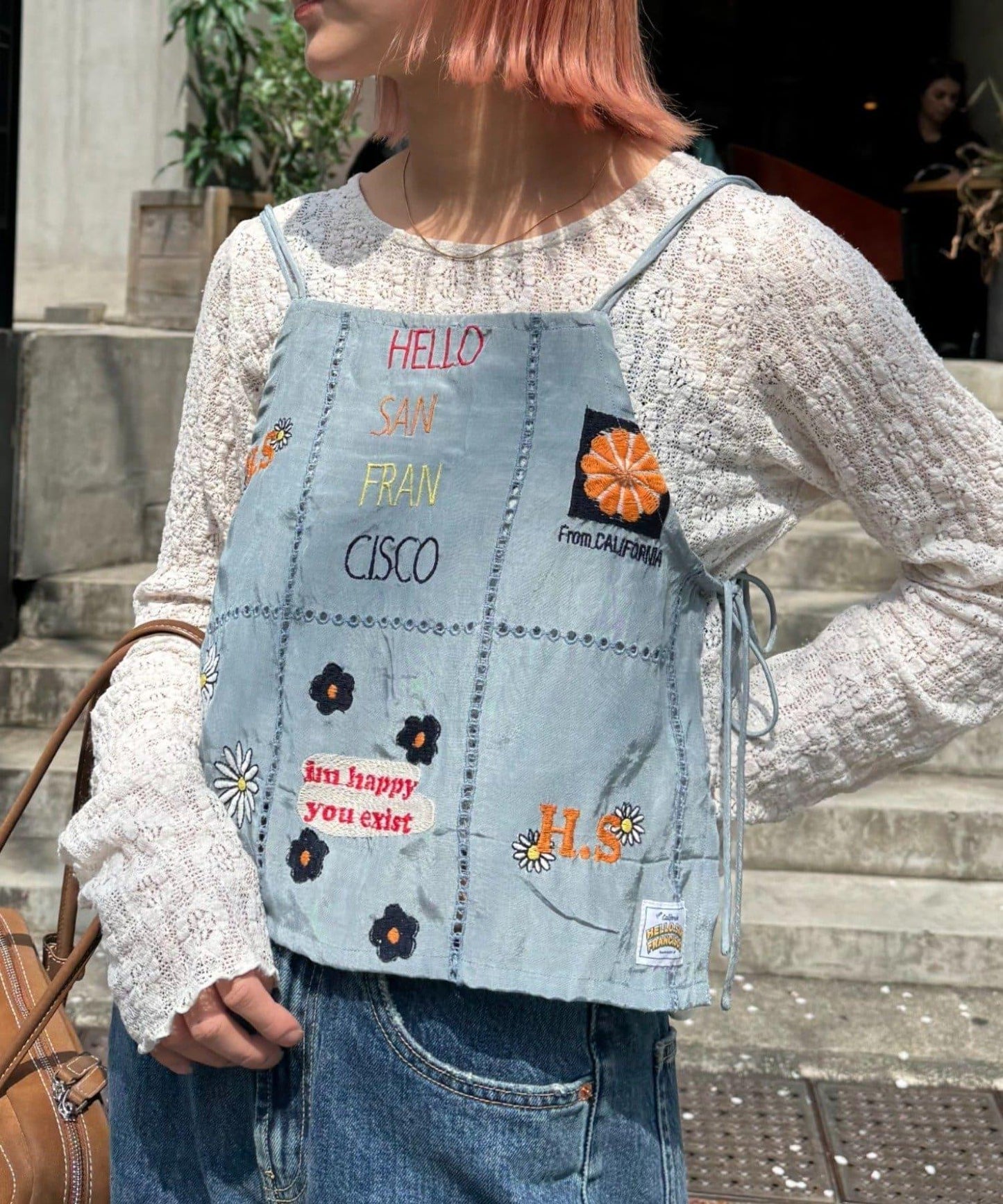 【HELLO.SANFRANCISCO/哈羅舊金山】原刺繡緞面吊帶
