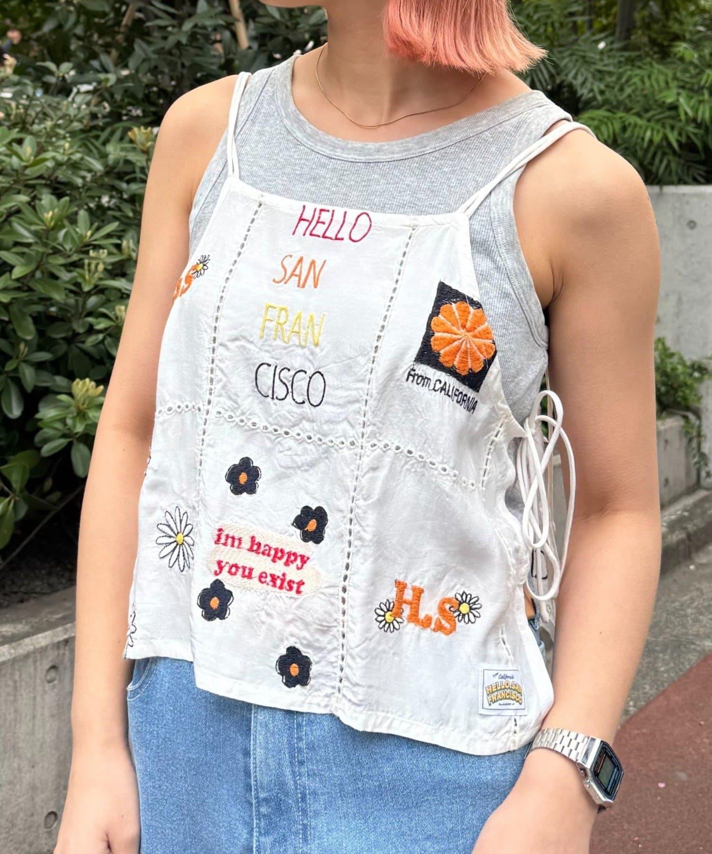 【HELLO.SANFRANCISCO/哈羅舊金山】原刺繡緞面吊帶