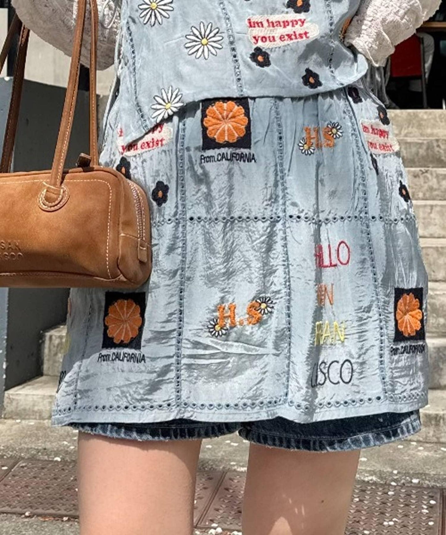 【HELLO.SANFRANCISCO/哈羅舊金山】原刺繡卷邊裙