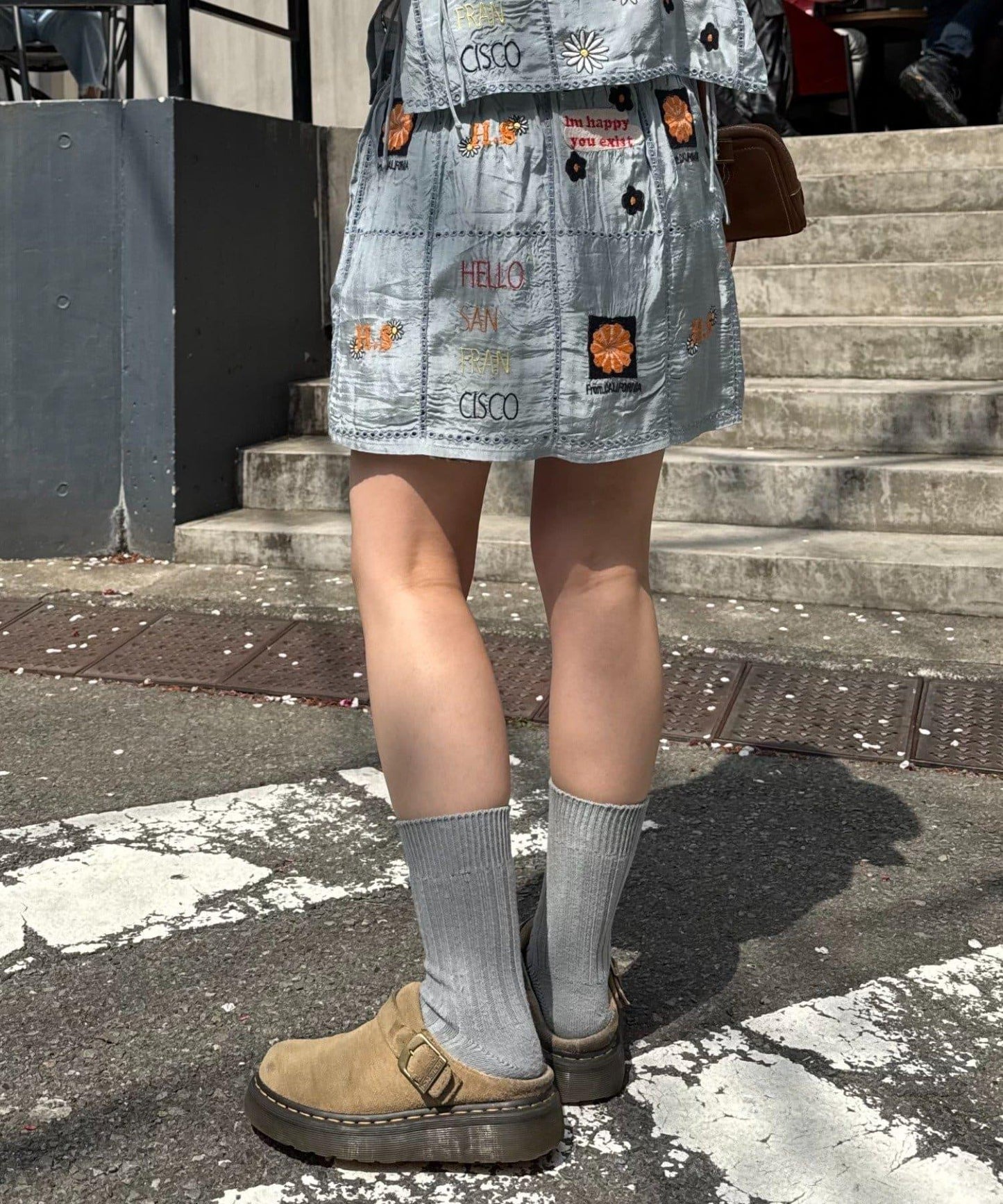 【HELLO.SANFRANCISCO/哈羅舊金山】原刺繡卷邊裙