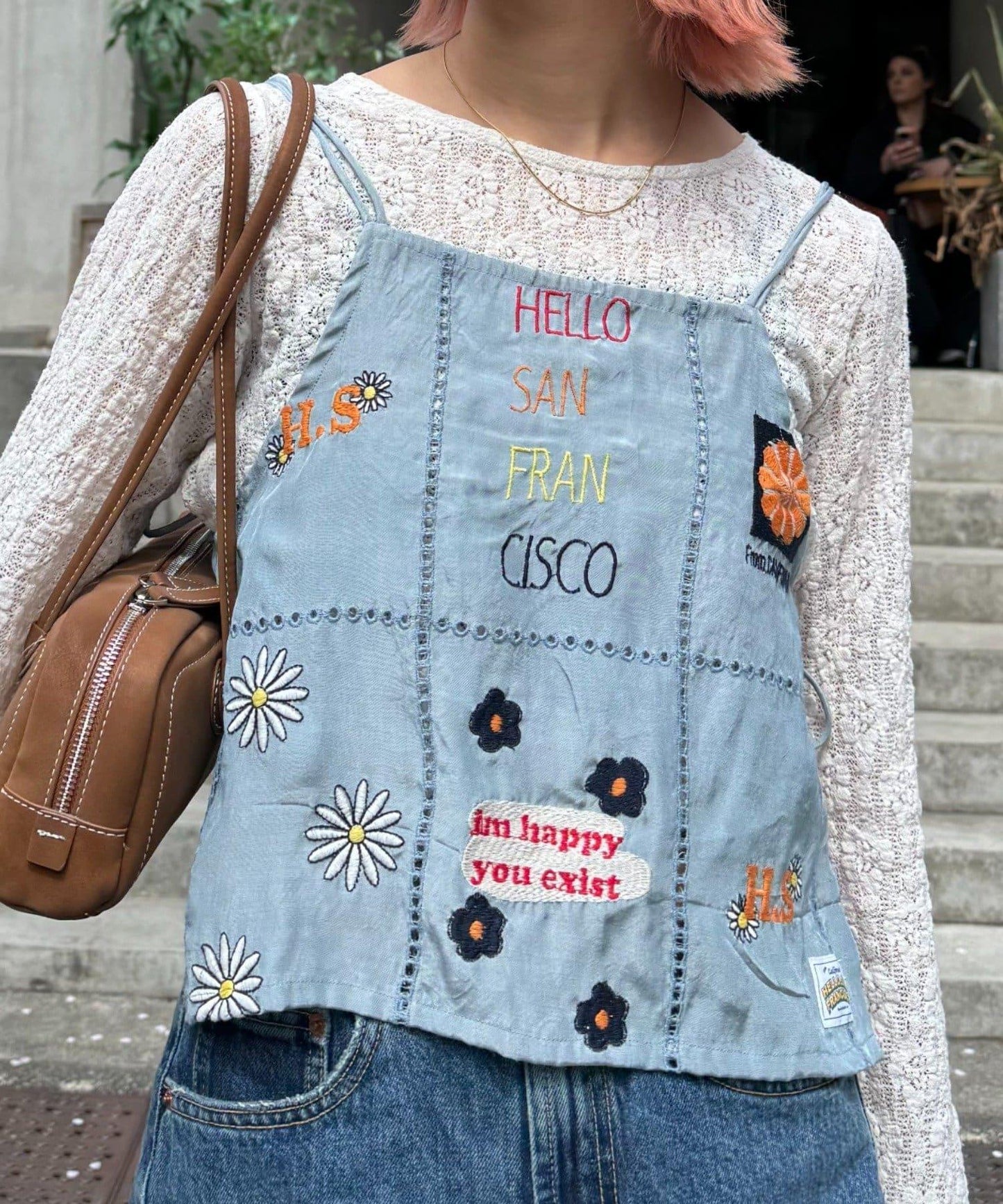 【HELLO.SANFRANCISCO/哈羅舊金山】原刺繡緞面吊帶